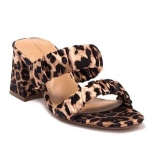 14TH & UNION Zandal Scrunch Printed Block Heel Sandal Leopard Size 9. NWOB